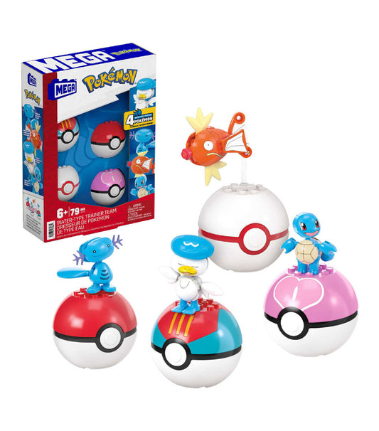 Mega Pokémon Set de Juegos: Pokébolas - Entrenador de Tipo Agua