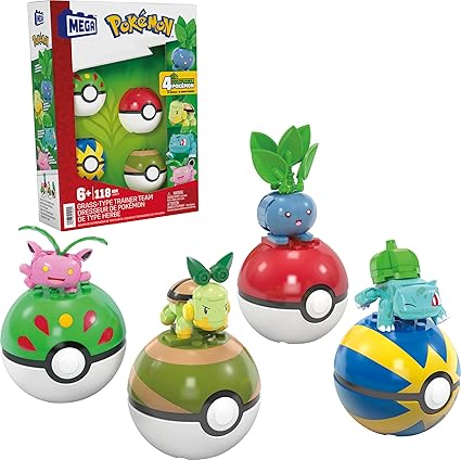 Mega Pokémon Set de Juegos: Pokébolas - Entrenador de Tipo Plantas